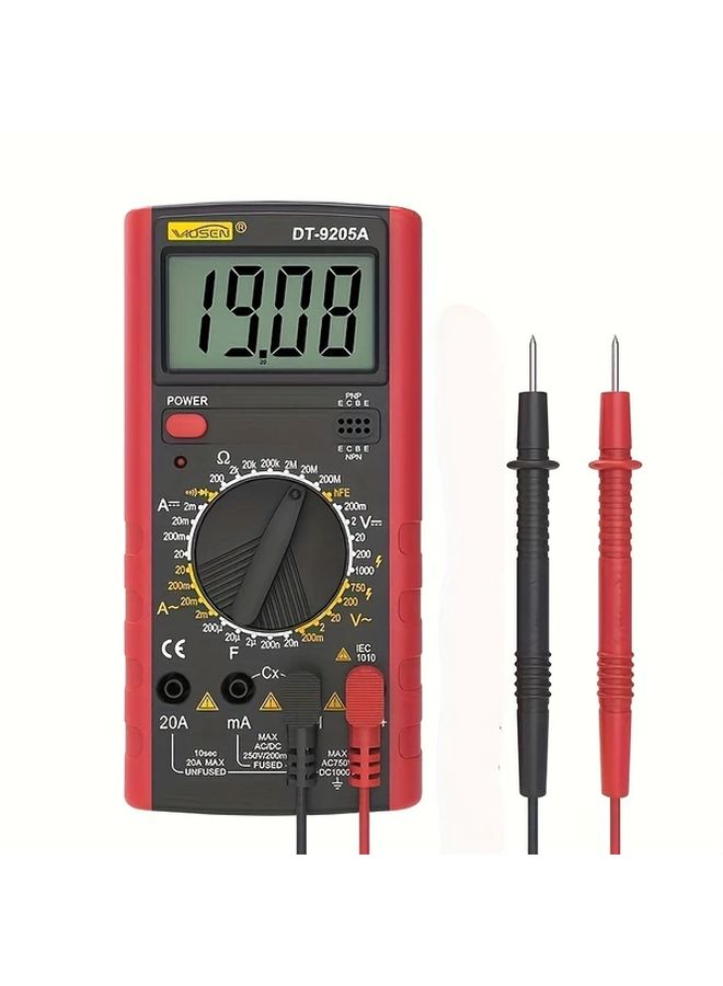 Red Digital Multimeter Voltmeter Ohmmeter Measure Voltage Current Resistance Diode - Image 2