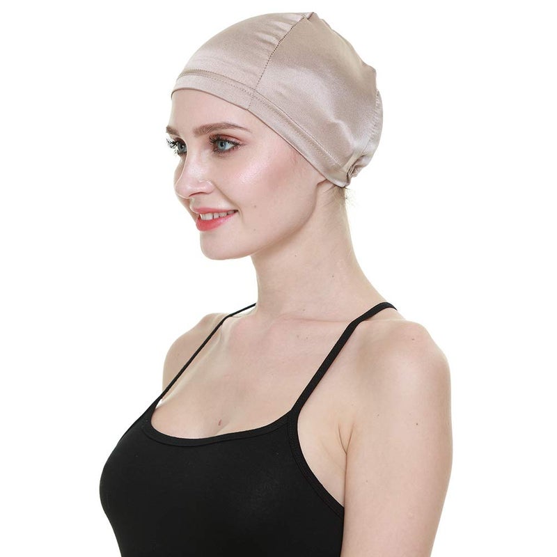 FocusCare Hat Liner,100% Mulberry Silk Chemo Patients Wig Making Accessories Champagne - Image 1