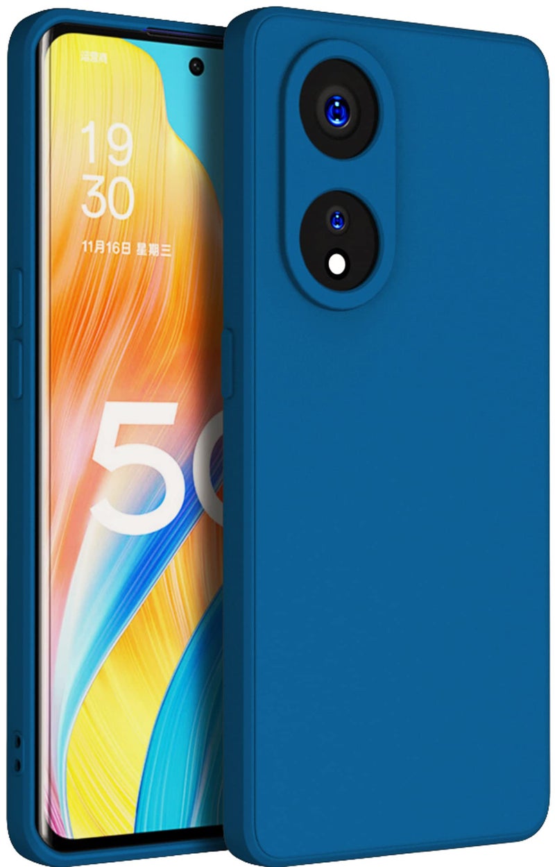 KAPA Matte Protective Lens Flexible Back Cover for Oppo Reno 8T (5G) | Slim Silicone with Soft Lining Shockproof Full Body Bumper Case (Blue) - Image 1