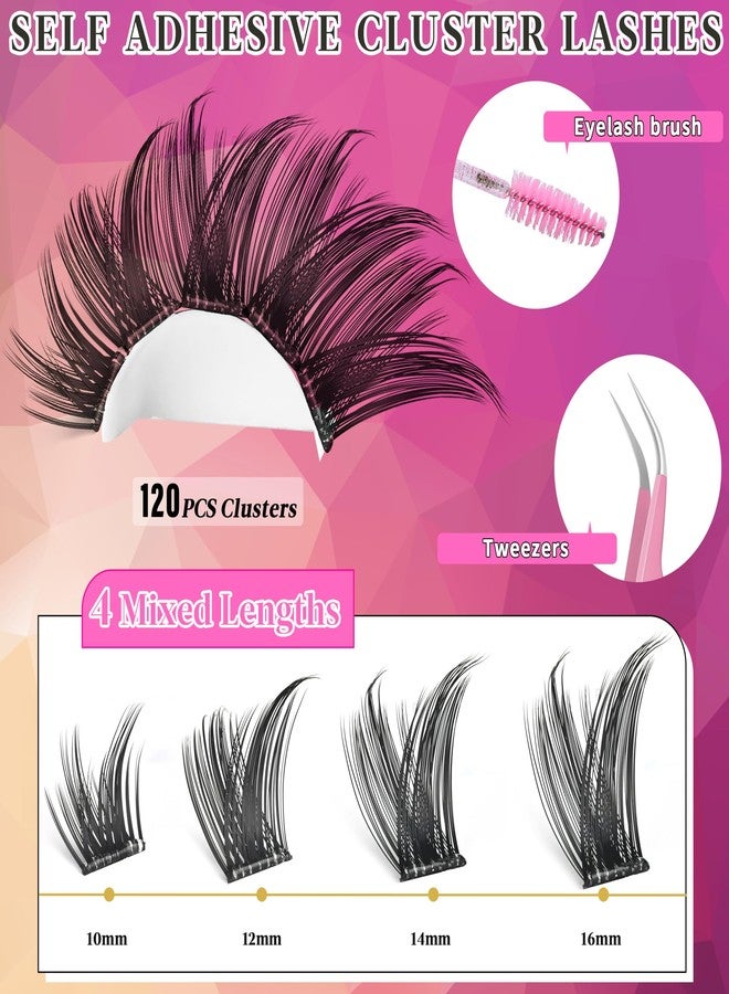 BEFACL Self Adhesive Lash Clusters Natural Self Adhesive Lashes Clusters 120Pcs Press on Lashes No Glue Needed Wispy C Curly Individual Lashes Kit by Yaiseiko(10-16MM) - Image 3
