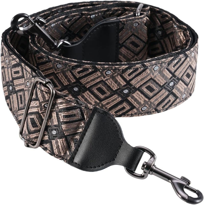 CLOUDMUSIC Banjo Strap Purse Strap Crossbody Guitar Strap For Shoulder Handbag With Gunmetal Hardware(Vintage Grey Pattern) - Image 1