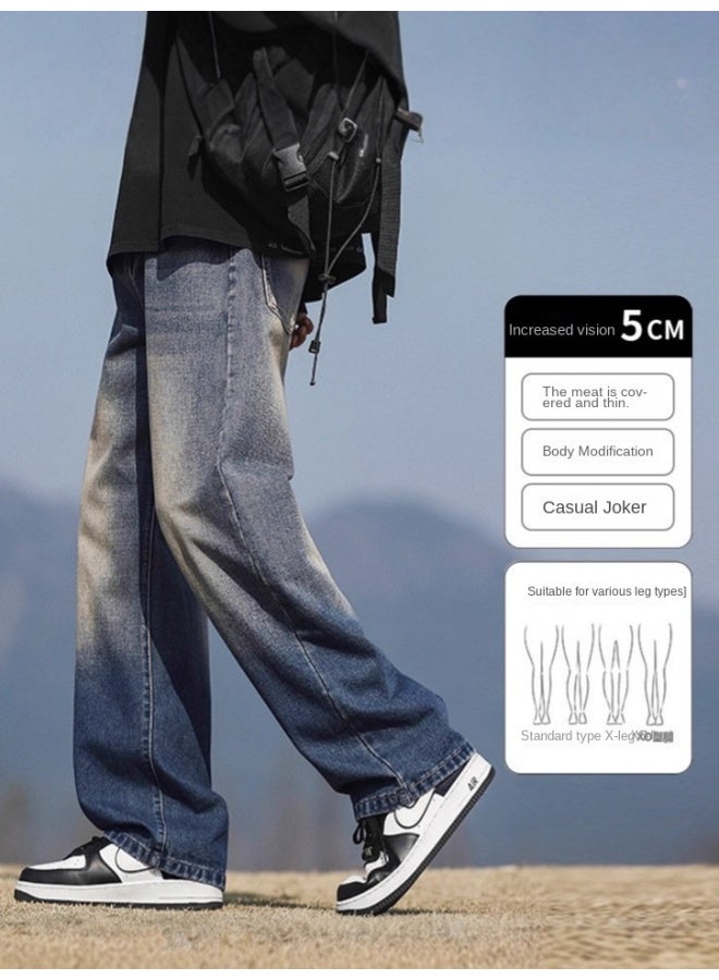 American High Street Men's Jeans Autumn New Fashion Washed Vintage Loose Wide Leg Trousers Men's - Image 3