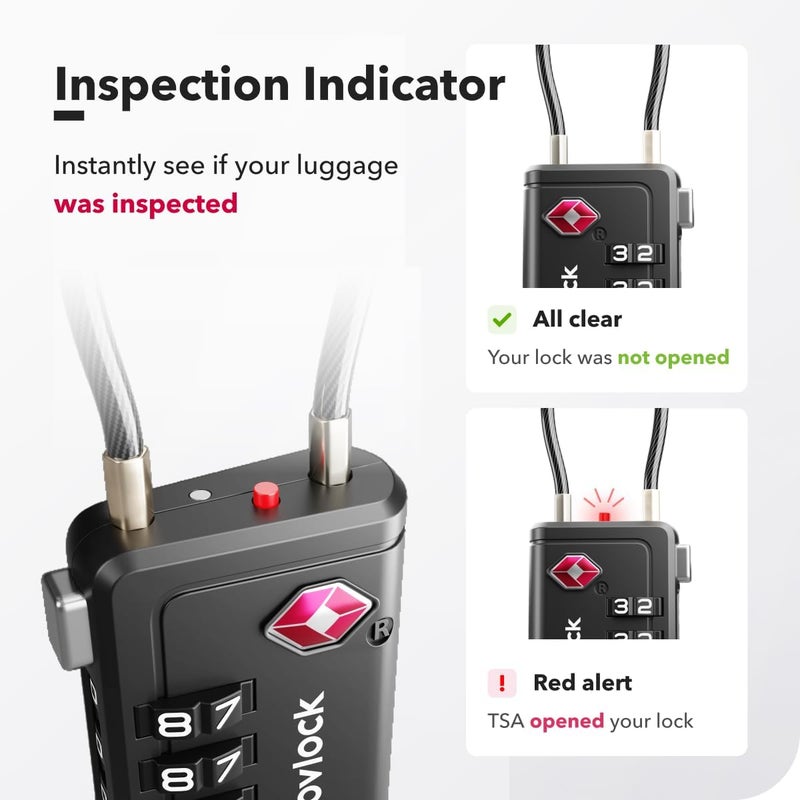 NovLock TSA Approved Luggage Locks | Inspection Indicator, 4-Digit Combination, Durable Zinc Alloy | for Suitcases, Backpacks, Travel Bags | Black, 10-Pack - Image 5