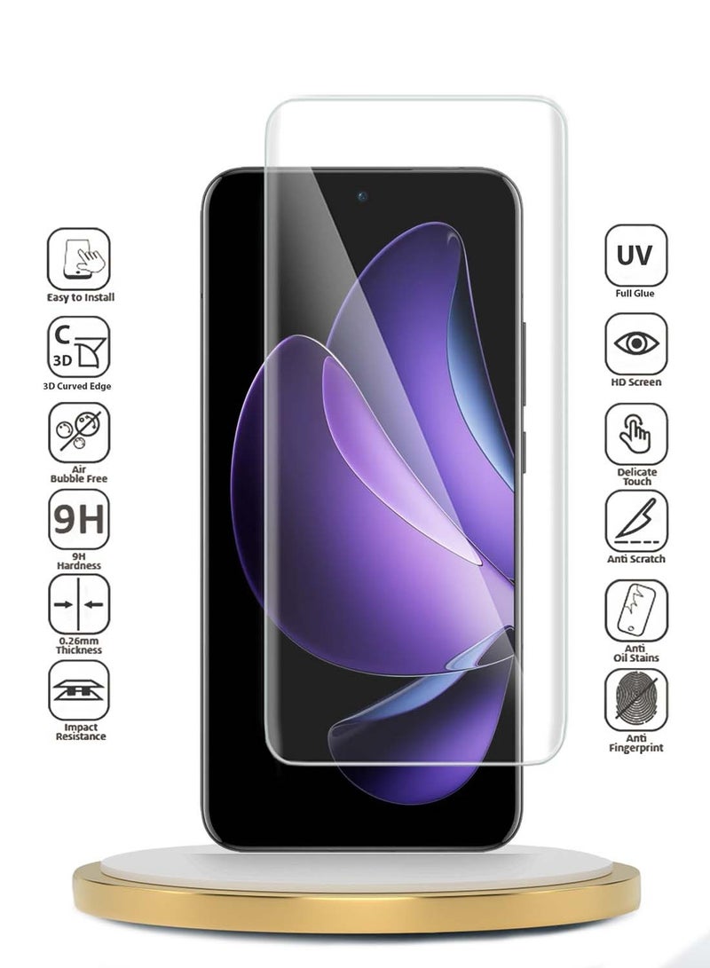 دبليو تيك Oppo Reno13 Pro 5G 2024 حامي شاشة زجاجي مقوى بغطاء كامل للأشعة فوق البنفسجية (MSGUCN) - شفاف - Image 2