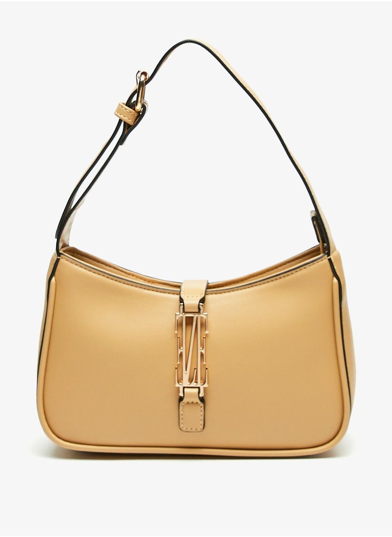ELLE - Solid Shoulder Bag with Adjustable Handle and Button Closure - Image 1