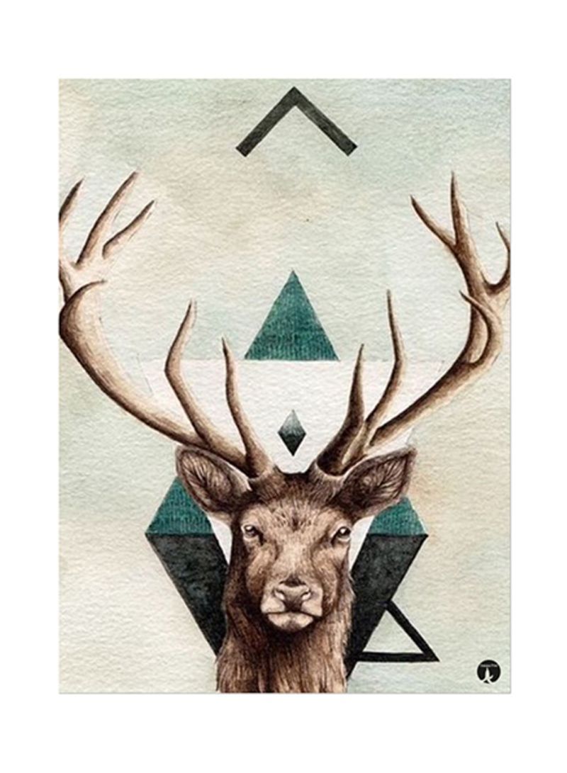 ملصق لوحة معدنية على شكل غزال متعدد الألوان 15x20 سنتيمتر