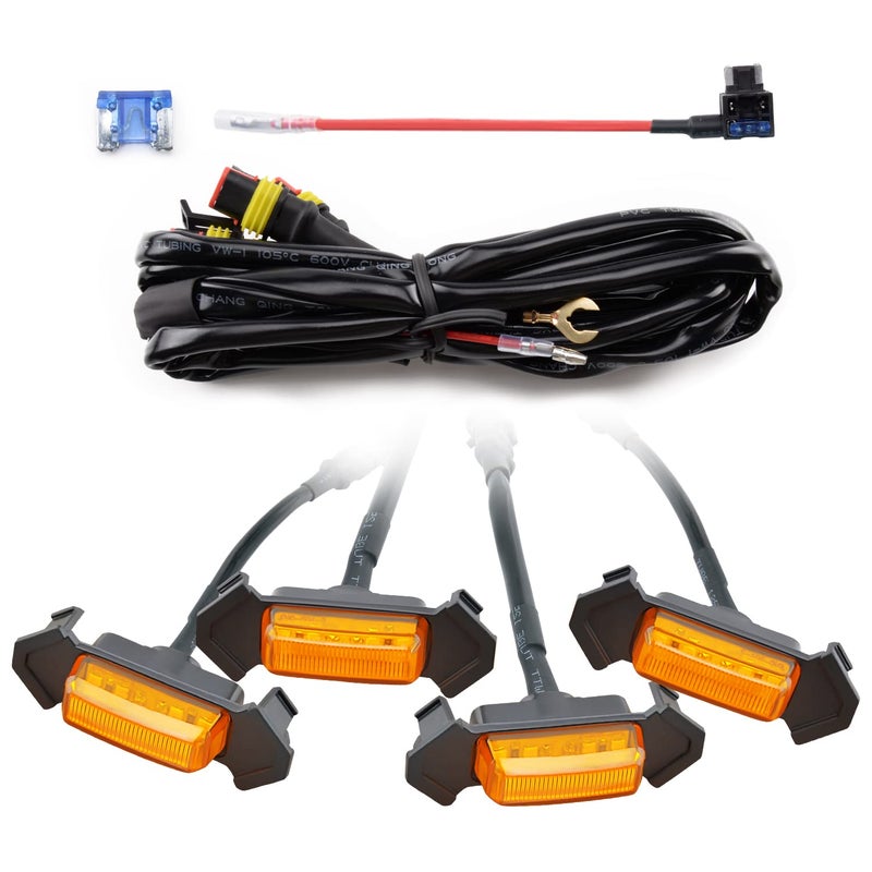 AUXLIGHT Car Accessories 4PCS LED Front Grille Raptor Lights with Fuse  Wiring Harness Compatible with 2016 2017 2018 2019 Toyotaa Tacoma TRD Pro Amber