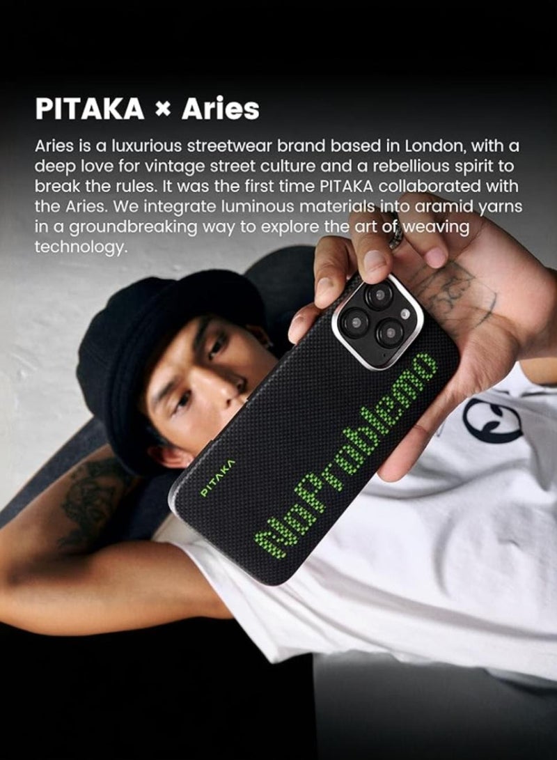 بيتاكا جراب حافظة آريز القابلة للمس المنسوجة لجهاز آيفون 16 برو ماكس / متوافق مع ماج سيف / يتوهج في الظلام / مصنوع من ألياف الأراميد / مقاوم للخدش / نحيف وخفيف الوزن / شحن لاسلكي لهاتف آيفون 16 برو ماكس - لا مشكلة - Image 5