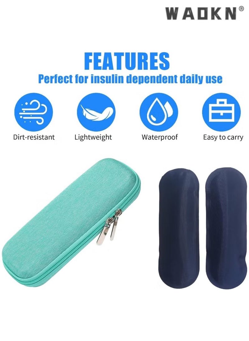 WAOKN Portable Insulin Cooling Travel Bag, Lightweight & Compact Insulin Bag Set with Insulated Cooling Compartment & 2 Reusable Ice Packs, Specifically Designed for Medical Travel (Green) - Image 3