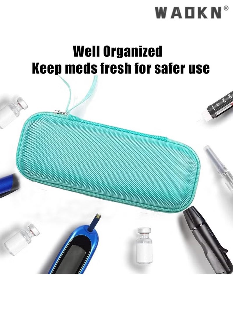 WAOKN Portable Insulin Cooling Travel Bag, Lightweight & Compact Insulin Bag Set with Insulated Cooling Compartment & 2 Reusable Ice Packs, Specifically Designed for Medical Travel (Green) - Image 4