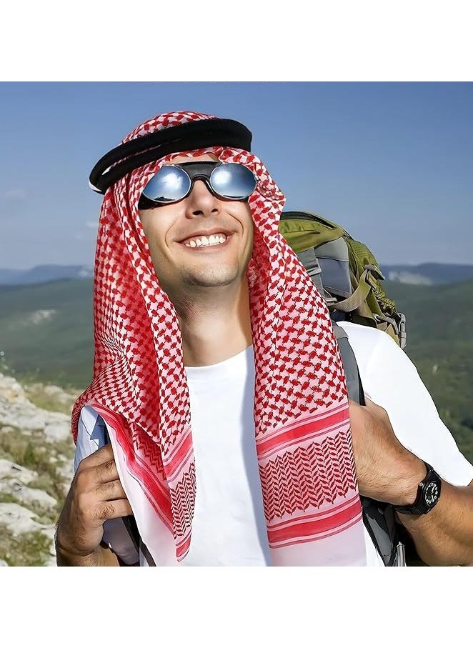 PROMASS Arab Shemagh Head Scarf, Keffiyeh Middle East Desert Shemagh, Arabic Scarf For Men Face Mask Neck Bandana Shemagh, Headwear Arabian Costume Accessories  - Image 5