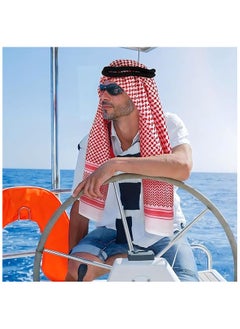 بروماس وشاح رأس شماغ عربي، شماغ صحراوي كوفية في الشرق الأوسط، وشاح عربي للرجال، قناع وجه للرقبة، شماغ، أغطية للرأس، إكسسوارات الأزياء العربية  - Image 3