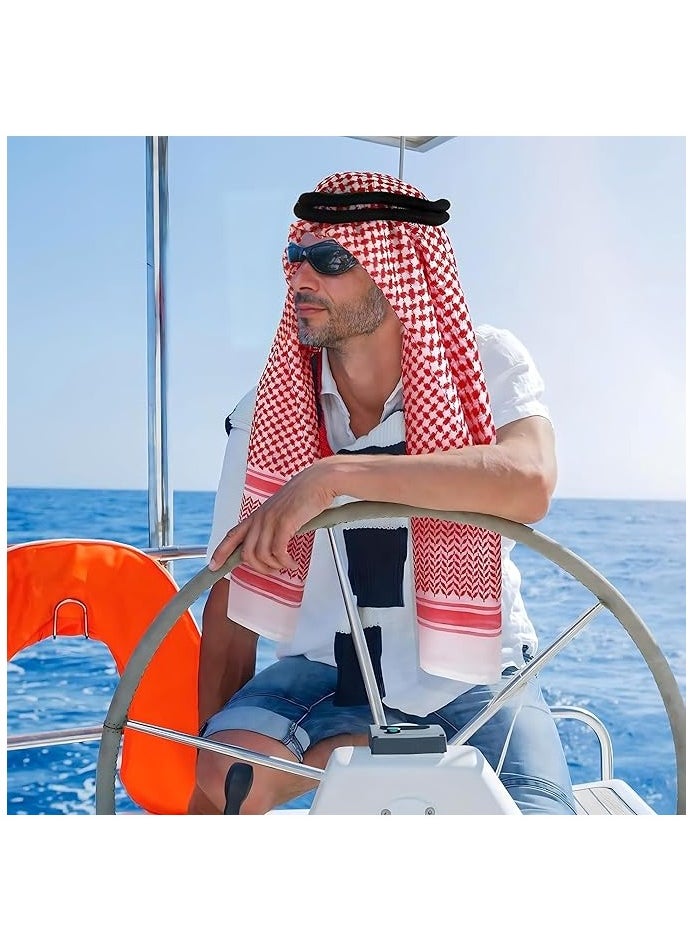 PROMASS Arab Shemagh Head Scarf, Keffiyeh Middle East Desert Shemagh, Arabic Scarf For Men Face Mask Neck Bandana Shemagh, Headwear Arabian Costume Accessories  - Image 3