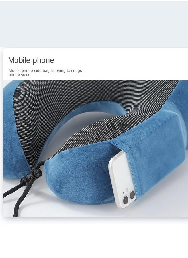 Generic - Hump Travel Pillow 100% Pure Memory Foam Neck Pillow Comfortable And Breathable Machine Washable With Storage Bag Business Travel Package Office Lunch Break Blue - Image 1