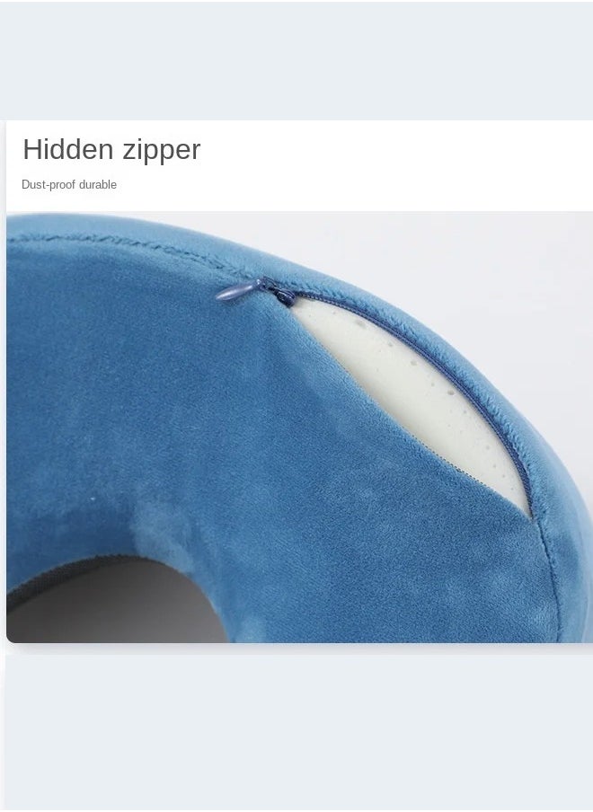 Generic - Hump Travel Pillow 100% Pure Memory Foam Neck Pillow Comfortable And Breathable Machine Washable With Storage Bag Business Travel Package Office Lunch Break Blue - Image 1