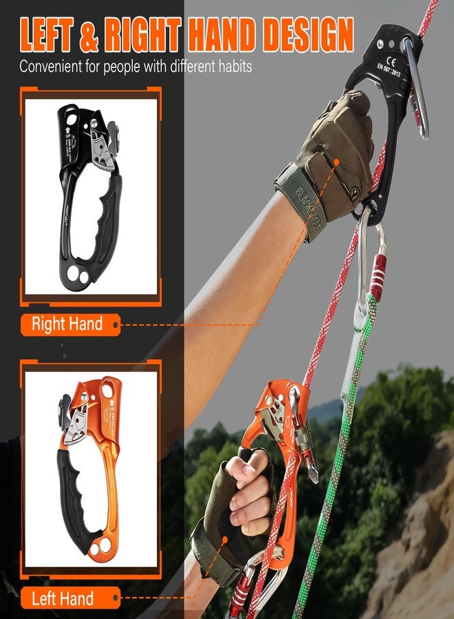 AOKWIT UIAA & CE Certified Rope Ascender Aluminum Alloy Rock Climbing Gear Strong Rigging Rappelling Equipment for Rock Tree Climbing Arborist Rescue Mountaineering Caving (Right Hand Black 1) - Image 5