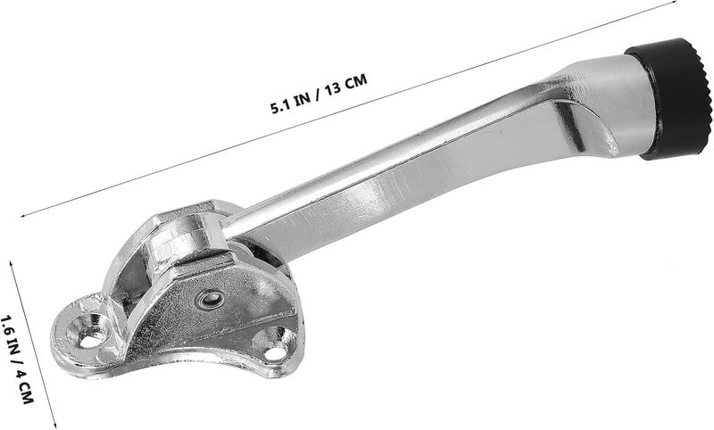 Heavy Duty Kickdown Door Stopper Floor-Mounted Security Door Holder with Anti-Skid Brushed Silver Finish for Home and Office Use - Image 2