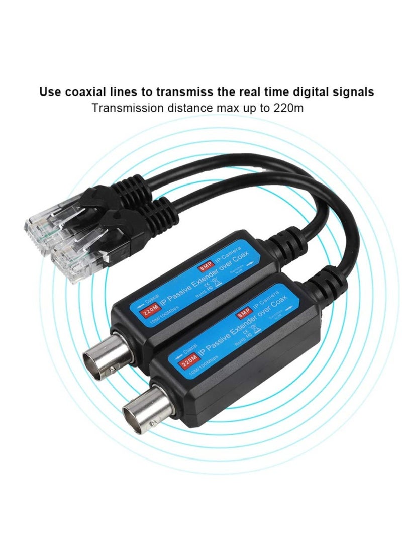 Generic 10/100Mbps Network Transmitter, IP Passive Extender Ethernet Over Coax, 1CH Passive IP Network Coaxial Transmitter Receiver Extender for IP NVR Camera(1Pair )  - Image 4
