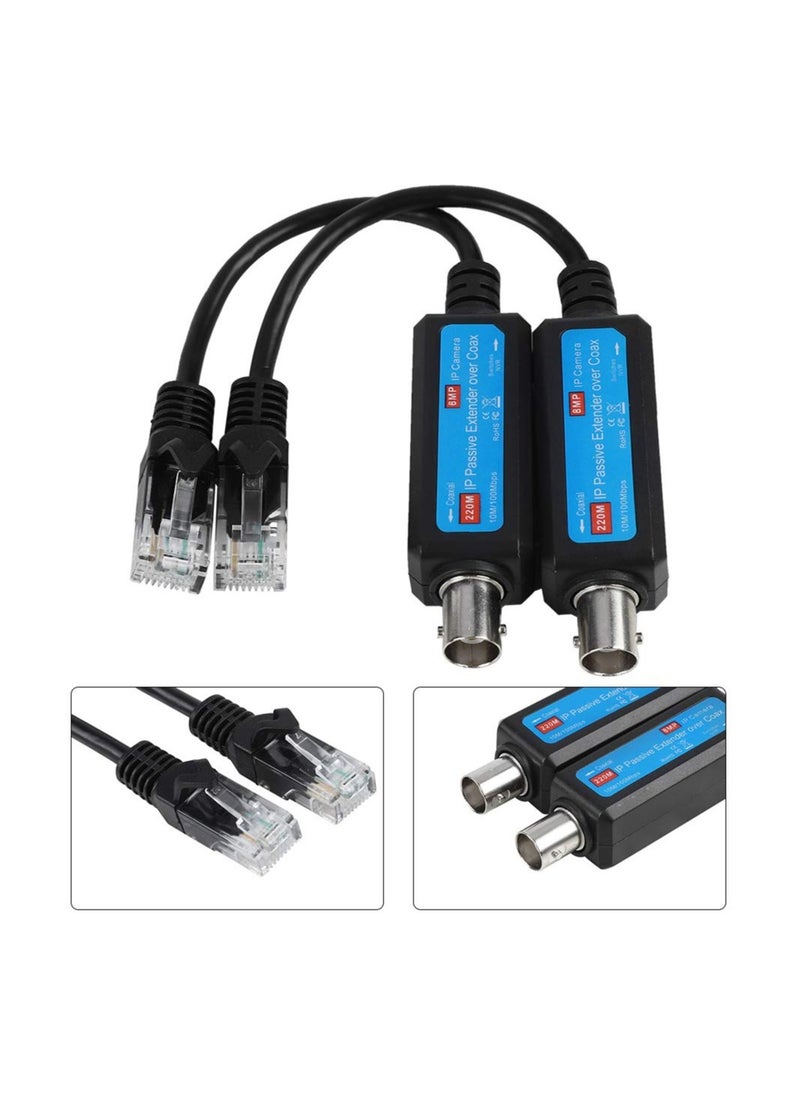 Generic 10/100Mbps Network Transmitter, IP Passive Extender Ethernet Over Coax, 1CH Passive IP Network Coaxial Transmitter Receiver Extender for IP NVR Camera(1Pair )  - Image 3