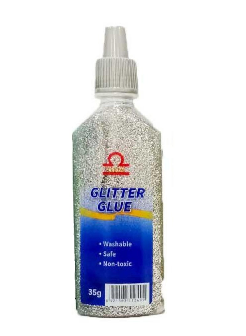 Libra Glitter Glue Bottle Silver 35g - Image 1