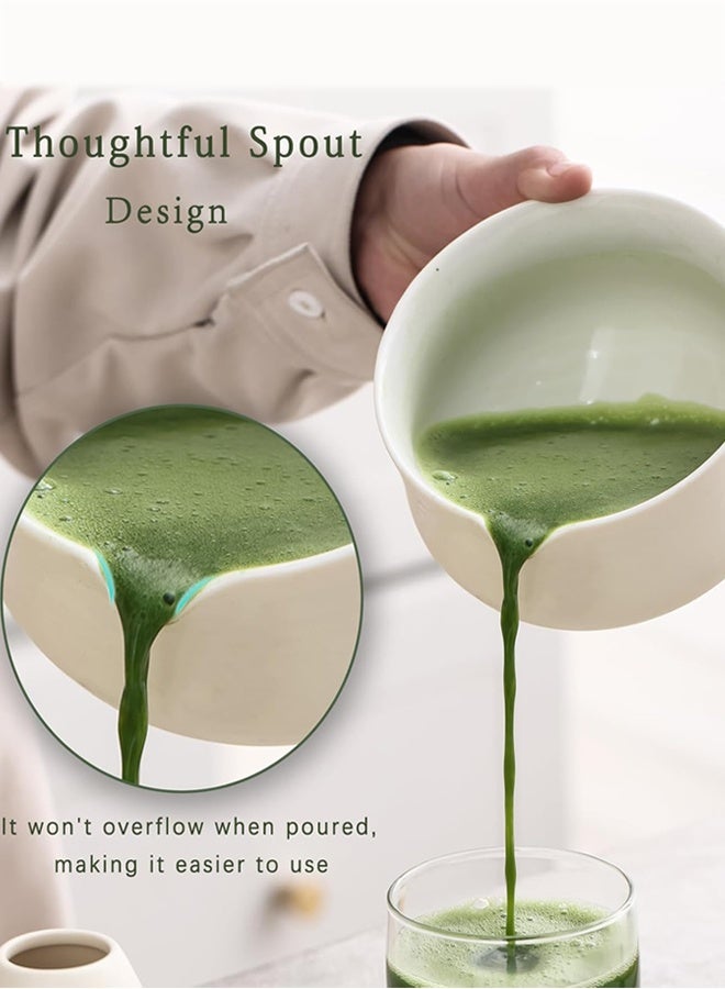 8 Piece Matcha Whisk Set, Matcha Bowl with Spout and Coaster, Matcha Whisk and Holder, Sifter, Scoop, Spoon - Complete White Ceramic Matcha Kit, Japanese Tea Tools For Ceremony Gift  - Image 3
