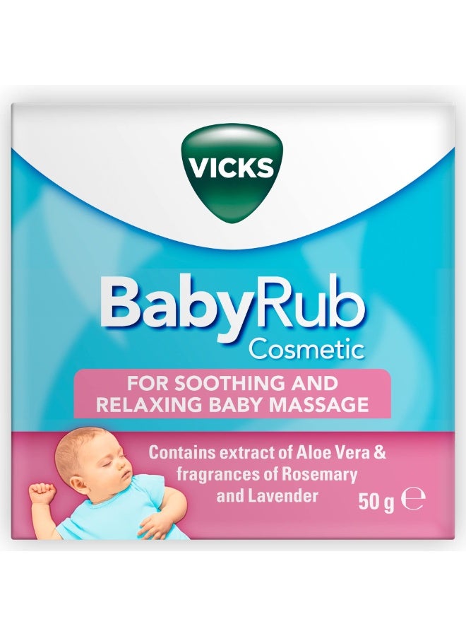 Vicks VapoRub Vicks BabyRub Ointment, with Fragrances Of Rosemary And Lavender, for Soothing and Relaxing Baby Massage Jar 50g - Image 1