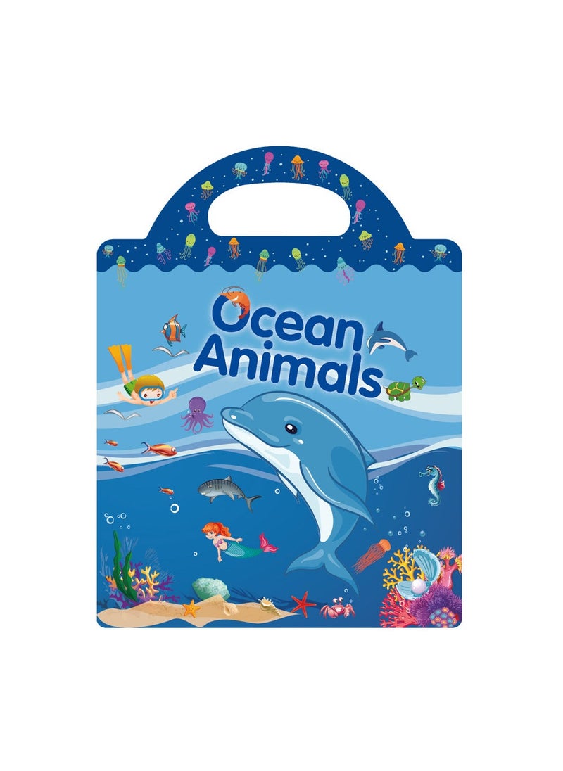 Cross-border DIY fun childrens scene sticker book early education concentration training can be moved repeatedly paste quiet book Marine organisms 