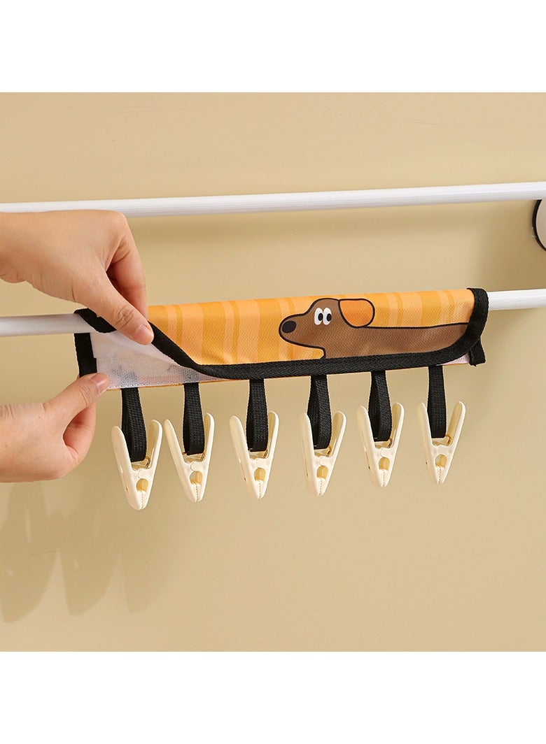 Travel Foldable Hangers Clothes Drying Rack ​Sock Clothesline Hotel Laundry Bathroom Towel Hanger Folding Cloth Clothes Clip Portable Clothespin with 6 Clips  - Image 2