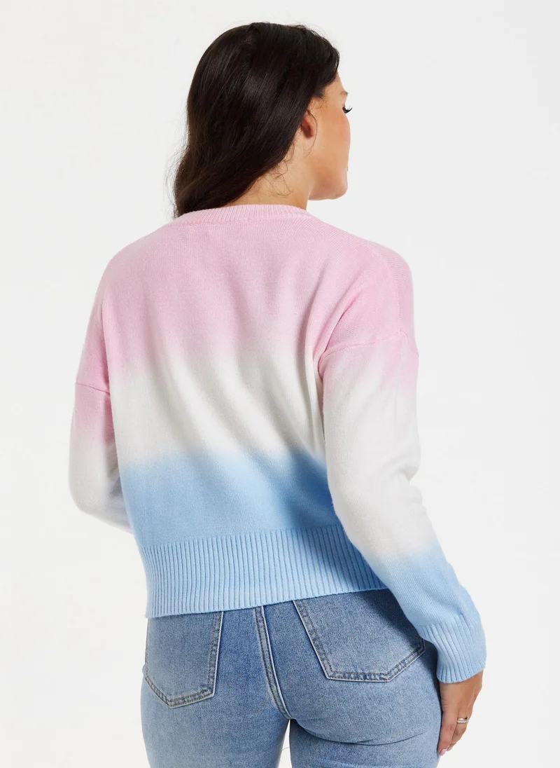 Liquorish  Ombre Pattern Jumper In Pink & Blue for Women | Best Price UAE