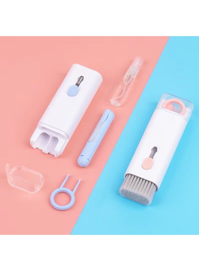 Loquat Multi-function Computer Keyboard Cleaning Brush Suit Portable Seven-in-one Bluetooth Headset Cleaning Dust Removal Artifact Key Puller-Color:light Green With Water - Image 3