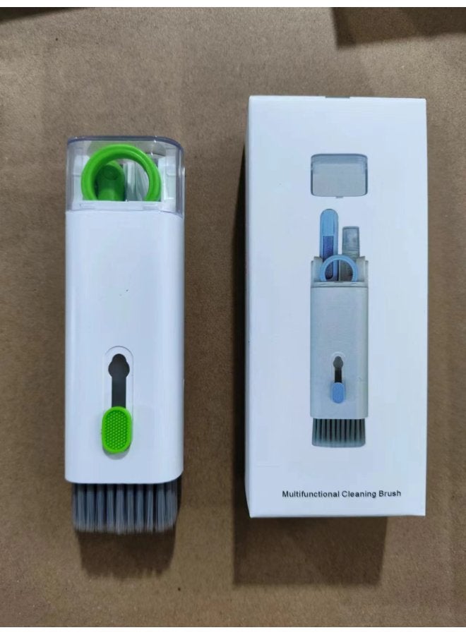 Loquat Multi-function Computer Keyboard Cleaning Brush Suit Portable Seven-in-one Bluetooth Headset Cleaning Dust Removal Artifact Key Puller-Color:light Green With Water - Image 1