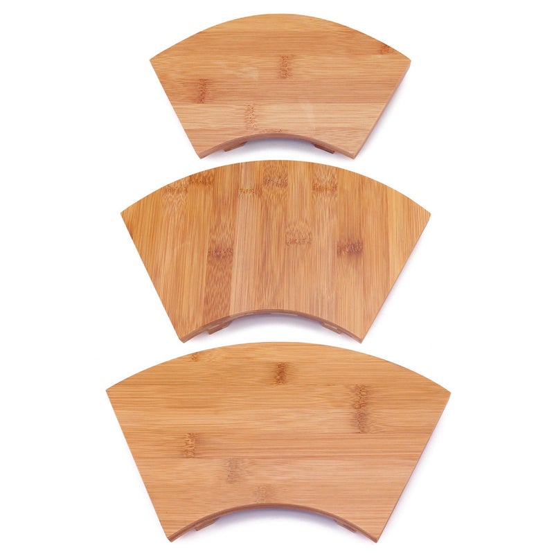 BambooMN Bamboo Sushi Plate/Tray, Chopsticks and Compartment Sauce Dish, 9" Fan - 2 Sets - Image 3