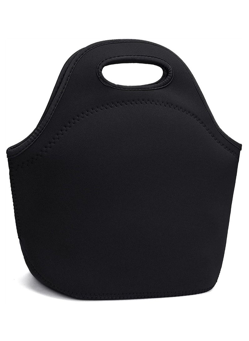 SYOSI Carry Lunch Bag, ELECDON Neoprene Lunch Bags Thermal Insulated Lunch Tote Bag Lightweight, Insulated Reusable Washable Neoprene Picnic Bag for Women, Men, Student Lunch Box Bag (Black)  - Image 1