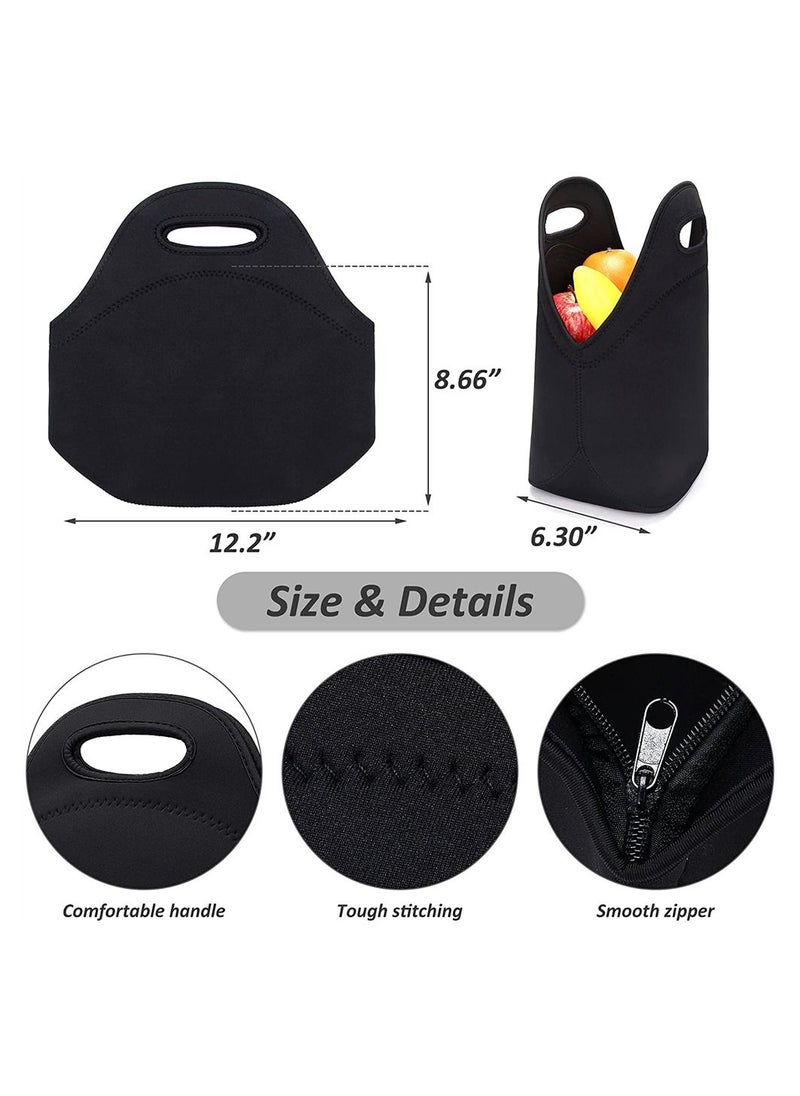 SYOSI Carry Lunch Bag, ELECDON Neoprene Lunch Bags Thermal Insulated Lunch Tote Bag Lightweight, Insulated Reusable Washable Neoprene Picnic Bag for Women, Men, Student Lunch Box Bag (Black)  - Image 5