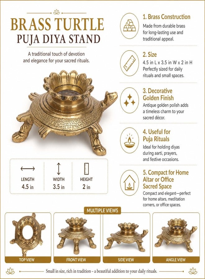 Kartique Brass Tortoise Shape Shankh Stand, 4.5 Inch, Spiritual and Decorative Item - Image 2