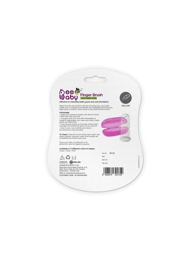 Beebaby Silicone Baby Finger Brush With Carry Case (Pack Of 1 Violet) - Image 4
