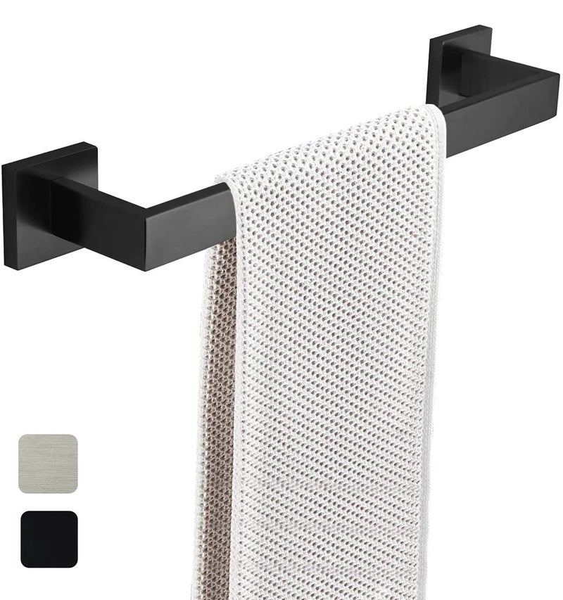 taun 16 Inch Towel Bar for Bathrooms 12/16/24/28/32/36 Inch Stainless Steel 304 Matte Black Towel Holder Modern Square Towel Rod Rustproof Wall Mount (Matte Black  16 Inch) - Image 1