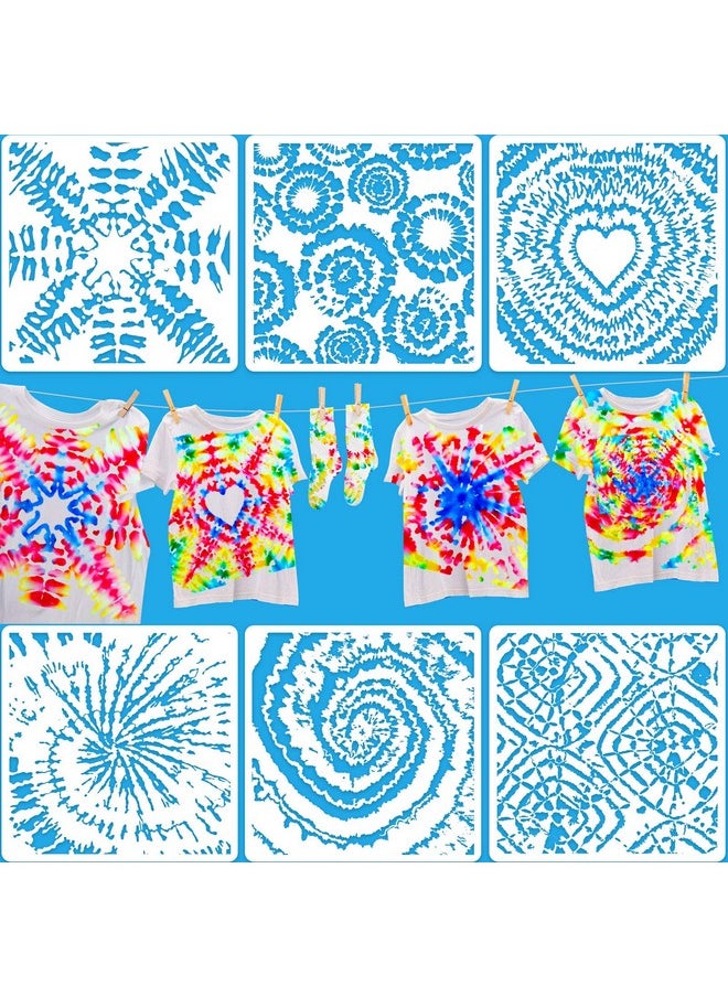Syhood - 6 Pieces Tie Dye Stencils Reusable Art Painting Template Stencils Diy Tie Dye Drawing Stencils For Paint Craft Wall Diy Fabric Floor Home Decor Wood Signs - Image 1