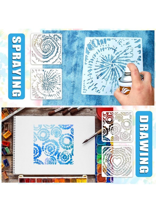 Syhood - 6 Pieces Tie Dye Stencils Reusable Art Painting Template Stencils Diy Tie Dye Drawing Stencils For Paint Craft Wall Diy Fabric Floor Home Decor Wood Signs - Image 1
