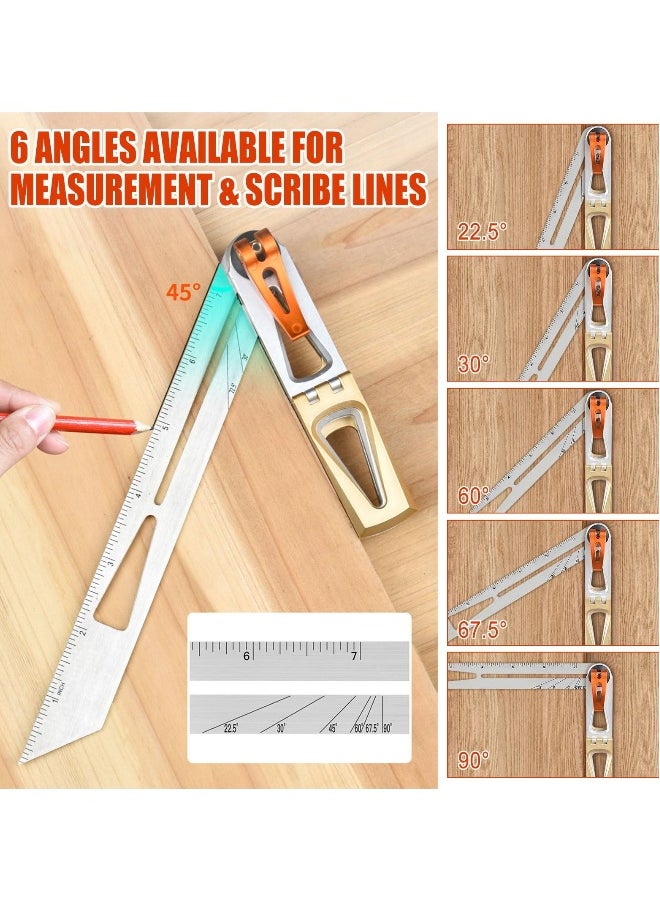 Generic Woodworking Scriber Ruler - Multifunctional T-Type Angle Measuring and Marking Ruler, Dovetail Guide with 6:1 and 8:1 Slopes, Adjustable Gauge with Double-Sided Scale  - Image 3
