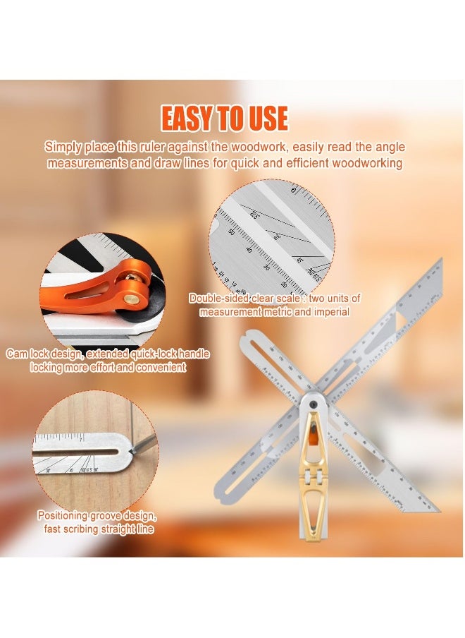 Generic - Woodworking Scriber Ruler - Multifunctional T-Type Angle Measuring and Marking Ruler, Dovetail Guide with 6:1 and 8:1 Slopes, Adjustable Gauge with Double-Sided Scale - Image 1