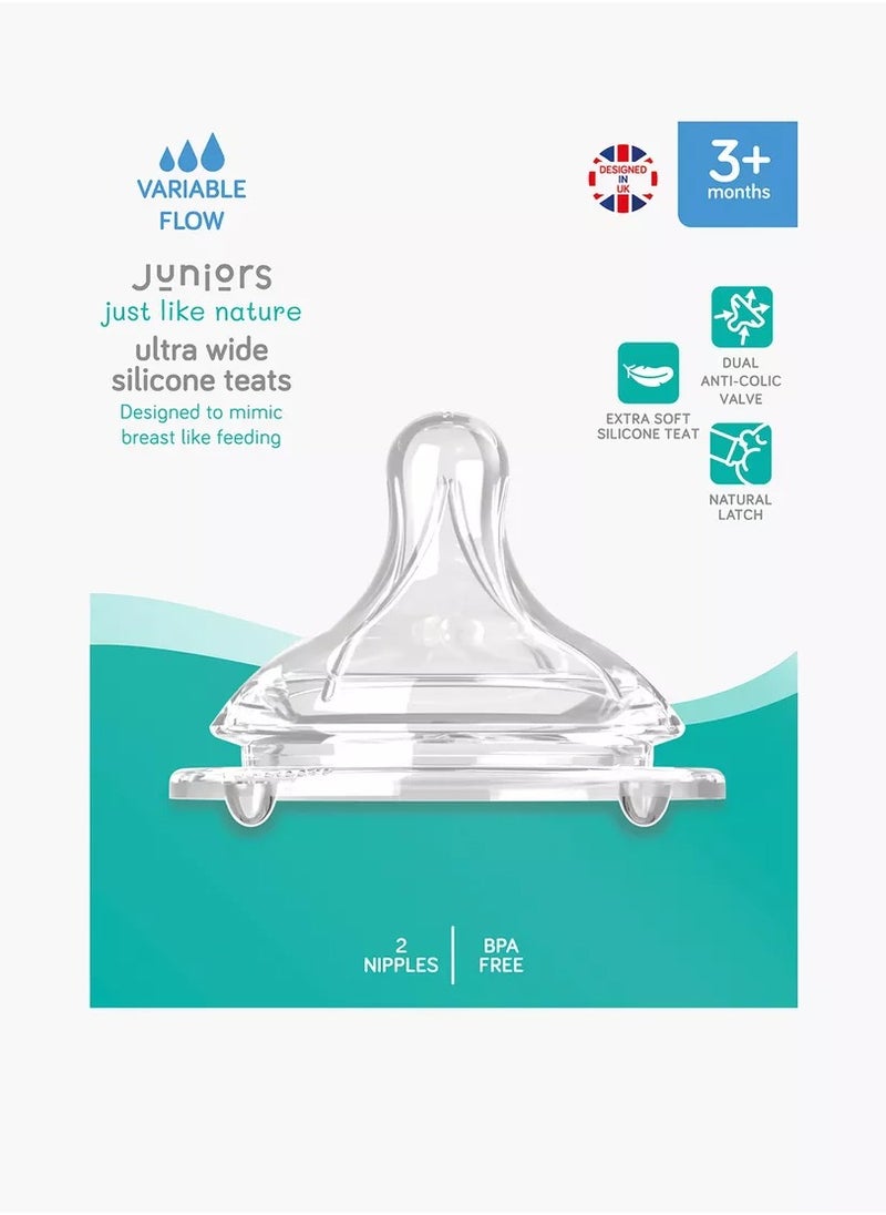 JUNIORS 2 Pieces Just Like Nature Teats With Dual Anti Colic Valves & Natural Latch Variable Flow  - Image 1