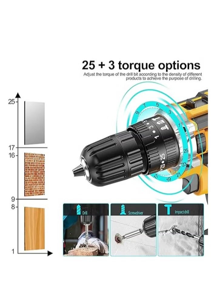 AOTUO 48V Cordless Drill, 3/8 Inch Power Drill Set with Lithium Ion Battery and Charger, Electric Drill with Variable Speed, 19 Positions and 24-Pieces Drill/Driver Accessories Kit - Image 5