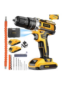 AOTUO 48V Cordless Drill, 3/8 Inch Power Drill Set with Lithium Ion Battery and Charger, Electric Drill with Variable Speed, 19 Positions and 24-Pieces Drill/Driver Accessories Kit  - Image 2