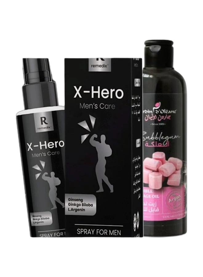 Remedix Remdix X Hero Ginseng Spray with Jardin D Oleane Bubblegum Tasteable Massage Oil 250ml Wellness Bundle - Image 1