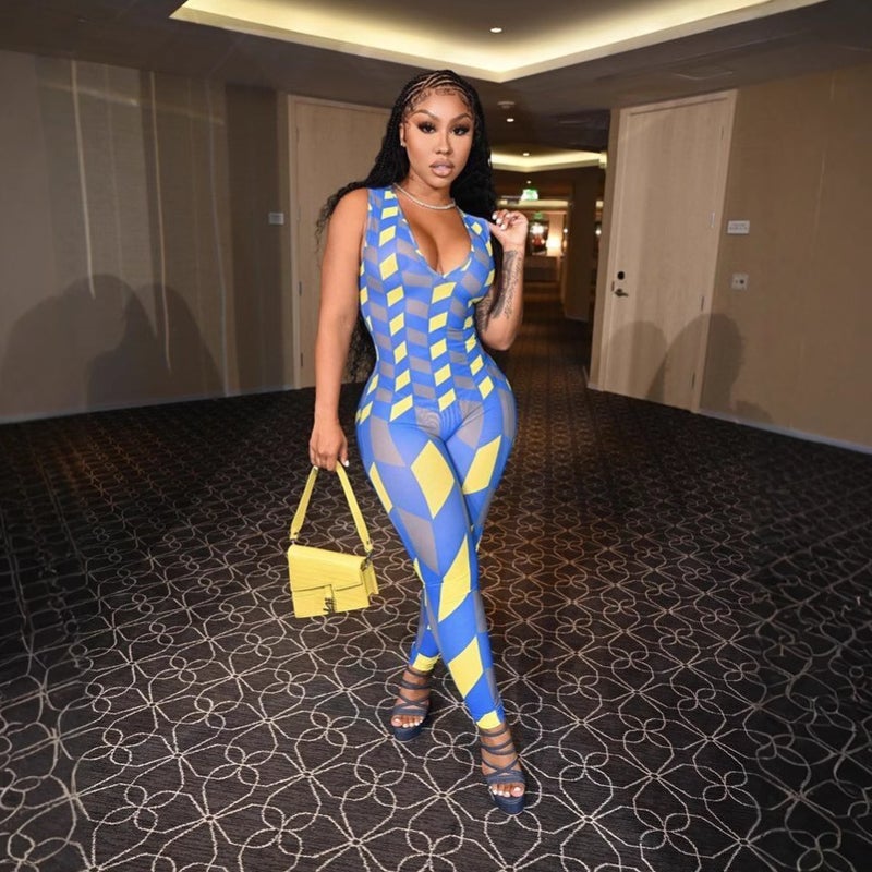 V2125 Fashion Nightclub Mesh Jumpsuit - Image 3
