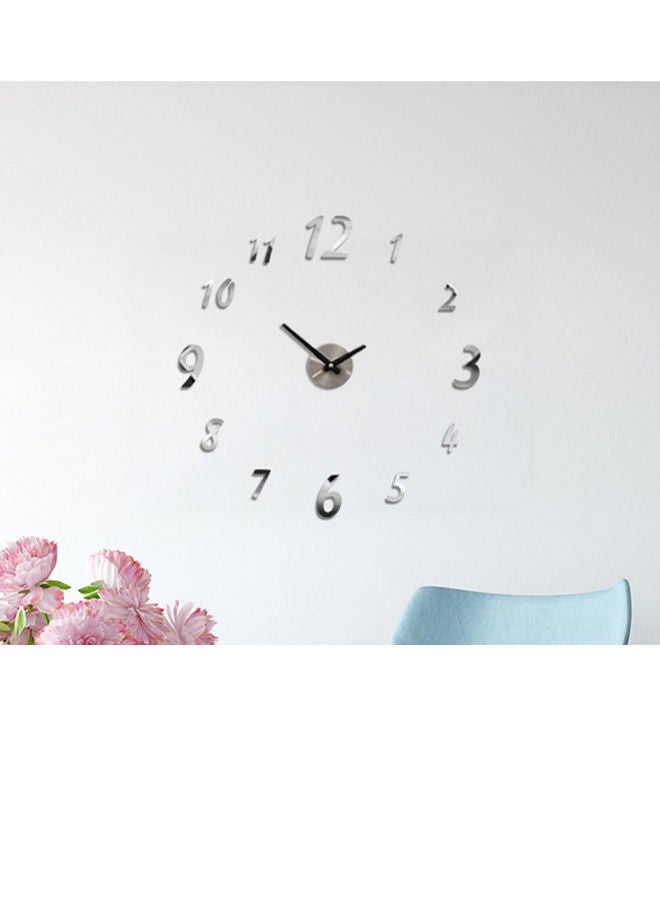 NIBEMINENT 3D Mirror Sticker Frameless Wall Clock Silver/Black 50 x 50cm  - Image 1