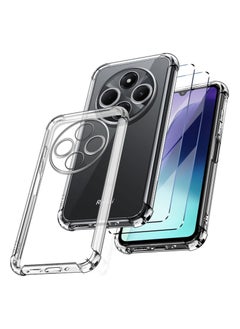 For Xiaomi Redmi 14C Case with Tempered Glass Screen Protector 2Pack Redmi 14C Clear Phone Case Anti-Scratch Shock Absorption Cover Phone case Clear