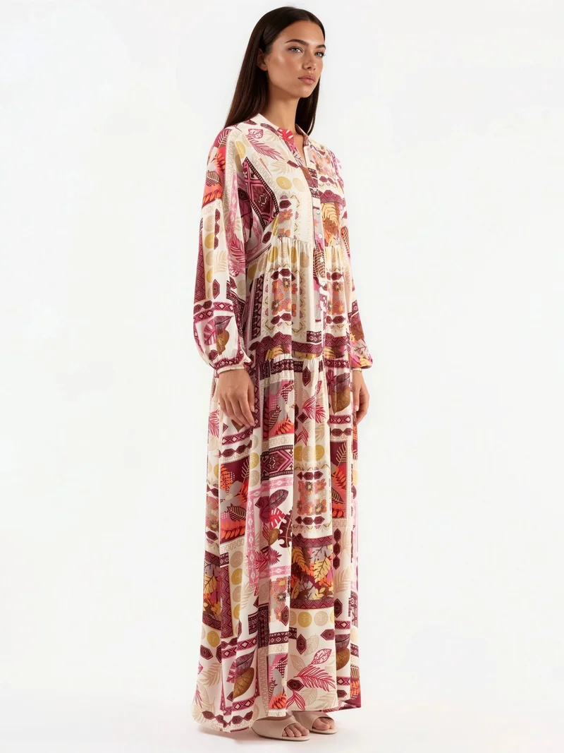 HICCUP V-Neck Patterned Maxi Dress