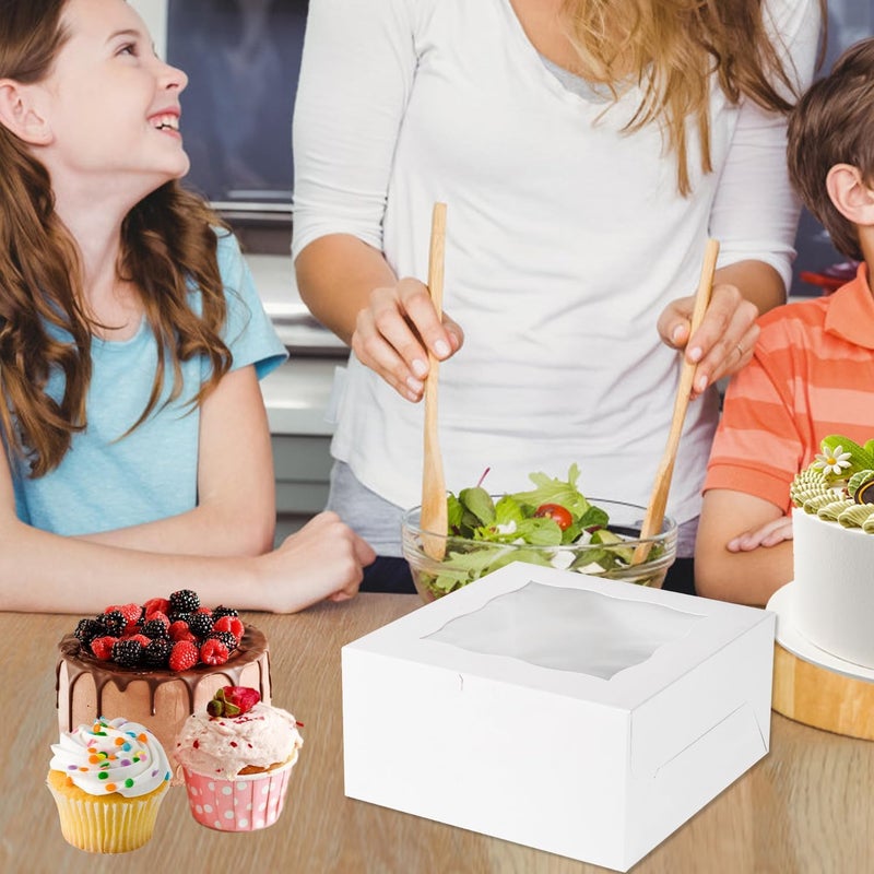 JCD 8 Packs 1+5 Cupcake Box Combo with Clear Window,1 small Cake and 5 Cupcakes Box with insert and Stickers, for Family Birthday Party Mother's day (1+5/8pcs) - Image 4